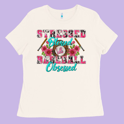 Stressed Blessed & Baseball Obsessed Ladies Tee Designed By Bundleandbundleshop