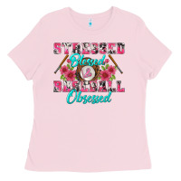 Bubblegum Pink stressed blessed & baseball obsessed Ladies Tee - BundleAndBundleShop