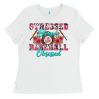 White stressed blessed & baseball obsessed Ladies Tee - BundleAndBundleShop