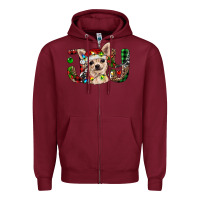 Burgundy Christmas chihuahua joy Zipper Hoodie - RanaPortraitStore