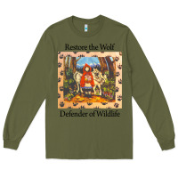 Army Green restore the wolf defenders of wildlife Long Sleeve Tee - linhVisuals