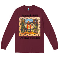 Burgundy restore the wolf defenders of wildlife Long Sleeve Tee - linhVisuals