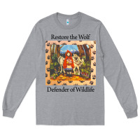Heather Grey restore the wolf defenders of wildlife Long Sleeve Tee - linhVisuals