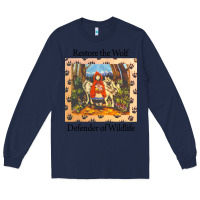 Navy restore the wolf defenders of wildlife Long Sleeve Tee - linhVisuals