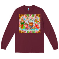Burgundy christmas coffee class Long Sleeve Tee - CowhideDigitalArt
