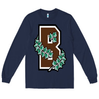 Navy brown university Long Sleeve Tee - linhVisuals