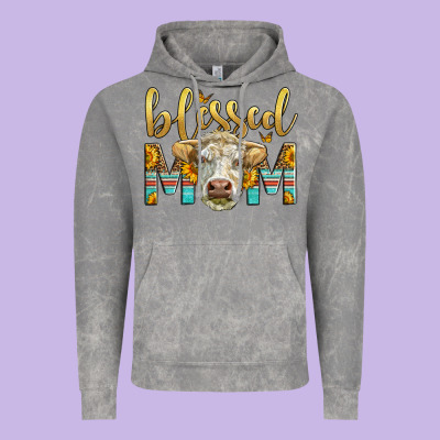 Western Blessed Mom Charolais Bull Mother's Day Vintage Hoodie Designed By Lillyallendesigns