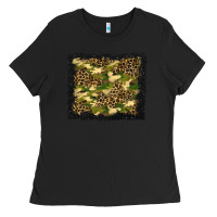 Black camouflage and leopard background Ladies Tee - BundleAndBundleShop