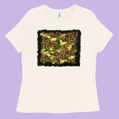Camouflage And Leopard Background Ladies Tee Designed By Bundleandbundleshop