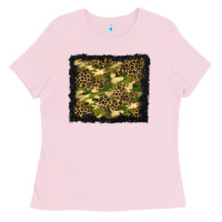 Bubblegum Pink camouflage and leopard background Ladies Tee - BundleAndBundleShop
