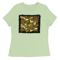 Matcha camouflage and leopard background Ladies Tee - BundleAndBundleShop
