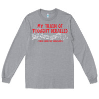 Heather Grey my train of thought derailed Long Sleeve Tee - linhVisuals