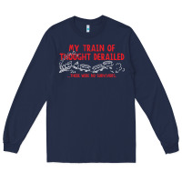 Navy my train of thought derailed Long Sleeve Tee - linhVisuals
