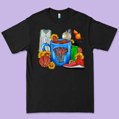Basketball Coffee Cup Premium Tee Designed By Fadigitalartstudio
