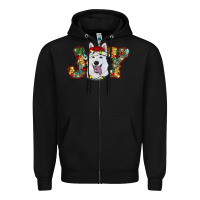 Black white shepherd christmas joy Zipper Hoodie - RanaPortraitStore