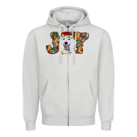 Dove Grey white shepherd christmas joy Zipper Hoodie - RanaPortraitStore