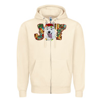 Sandshell white shepherd christmas joy Zipper Hoodie - RanaPortraitStore
