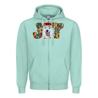 Seafoam white shepherd christmas joy Zipper Hoodie - RanaPortraitStore