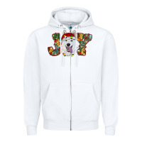 White white shepherd christmas joy Zipper Hoodie - RanaPortraitStore