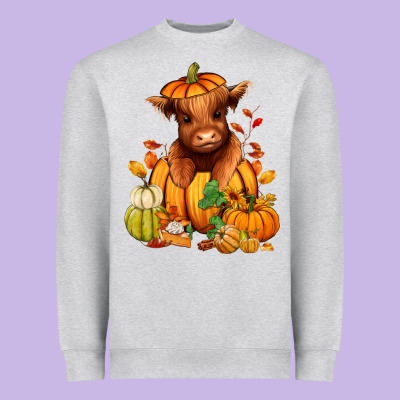Fall Autumn Heifer Pumpkin Heavyweight Sweatshirt Designed By Ranaportraitstore