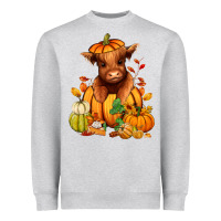 Heather Grey Fall Autumn heifer pumpkin Heavyweight Sweatshirt - RanaPortraitStore