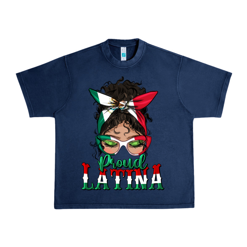 Proud Latina Messy Bun Mama Urban Heavy Tee by BundleAndBundleShop | Teevron