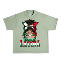 Oil Green proud latina messy bun mama Urban Heavy Tee - BundleAndBundleShop
