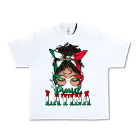 White proud latina messy bun mama Urban Heavy Tee - BundleAndBundleShop