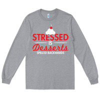 Heather Grey stressed is desserts spelled backwards Long Sleeve Tee - linhVisuals