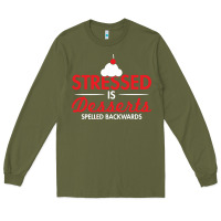 Army Green stressed is desserts spelled backwards Long Sleeve Tee - linhVisuals