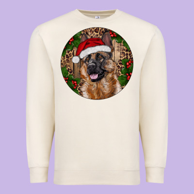German Shepherd Christmas Premium Sweatshirt Designed By Ranaportraitstore