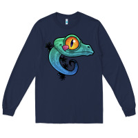 Navy cute colorful cartoon gecko Long Sleeve Tee - linhVisuals