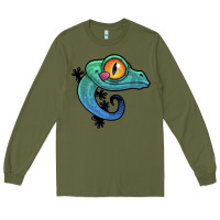 Army Green cute colorful cartoon gecko Long Sleeve Tee - linhVisuals