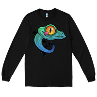 Black cute colorful cartoon gecko Long Sleeve Tee - linhVisuals