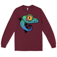 Burgundy cute colorful cartoon gecko Long Sleeve Tee - linhVisuals