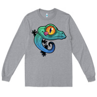 Heather Grey cute colorful cartoon gecko Long Sleeve Tee - linhVisuals