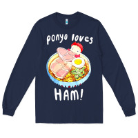 Navy studio ghibli ponyo loves ham Long Sleeve Tee - linhVisuals