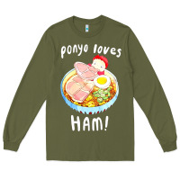 Army Green studio ghibli ponyo loves ham Long Sleeve Tee - linhVisuals
