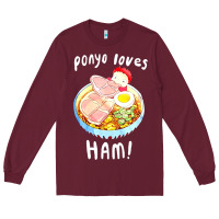 Burgundy studio ghibli ponyo loves ham Long Sleeve Tee - linhVisuals