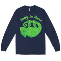 Navy hang in there magical chameleon Long Sleeve Tee - linhVisuals
