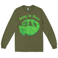 Army Green hang in there magical chameleon Long Sleeve Tee - linhVisuals