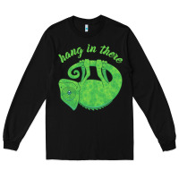 Black hang in there magical chameleon Long Sleeve Tee - linhVisuals