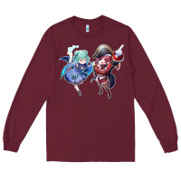 Burgundy Houshou Marine and Uruha Rushia Long Sleeve Tee - linhVisuals