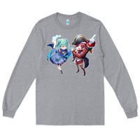 Heather Grey Houshou Marine and Uruha Rushia Long Sleeve Tee - linhVisuals