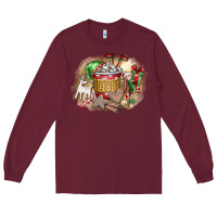 Burgundy Christmas Elf Long Sleeve Tee - CowhideDigitalArt