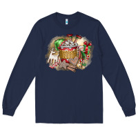 Navy Christmas Elf Long Sleeve Tee - CowhideDigitalArt