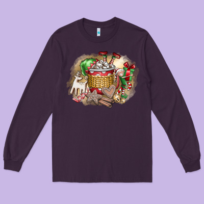 Christmas Elf Long Sleeve Tee Designed By Cowhidedigitalart