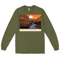 Army Green vintage grand canyon national park retro colorado river 80s Long Sleeve Tee - linhVisuals