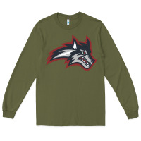 Army Green stony brook seawolves Long Sleeve Tee - linhVisuals