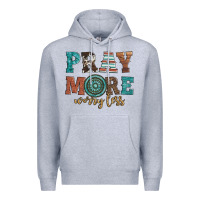 Heather Grey pray more worry less Premium Hoodie - Artiststas